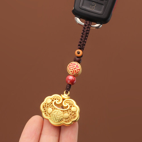 绢芭沙金铜汽车钥匙挂件金店同款