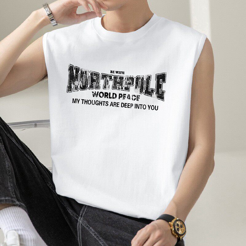 纯棉男士背心男夏季薄款宽肩凉感白色运动健身跑步跨栏透气汗衫潮