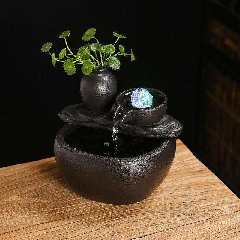 礼品转运摆件陶瓷办公室简约鱼缸喷泉循环水流水客厅小型桌面招财,家居饰品,装饰摆件,淘宝优惠券,粉丝福利购,淘宝优惠卷