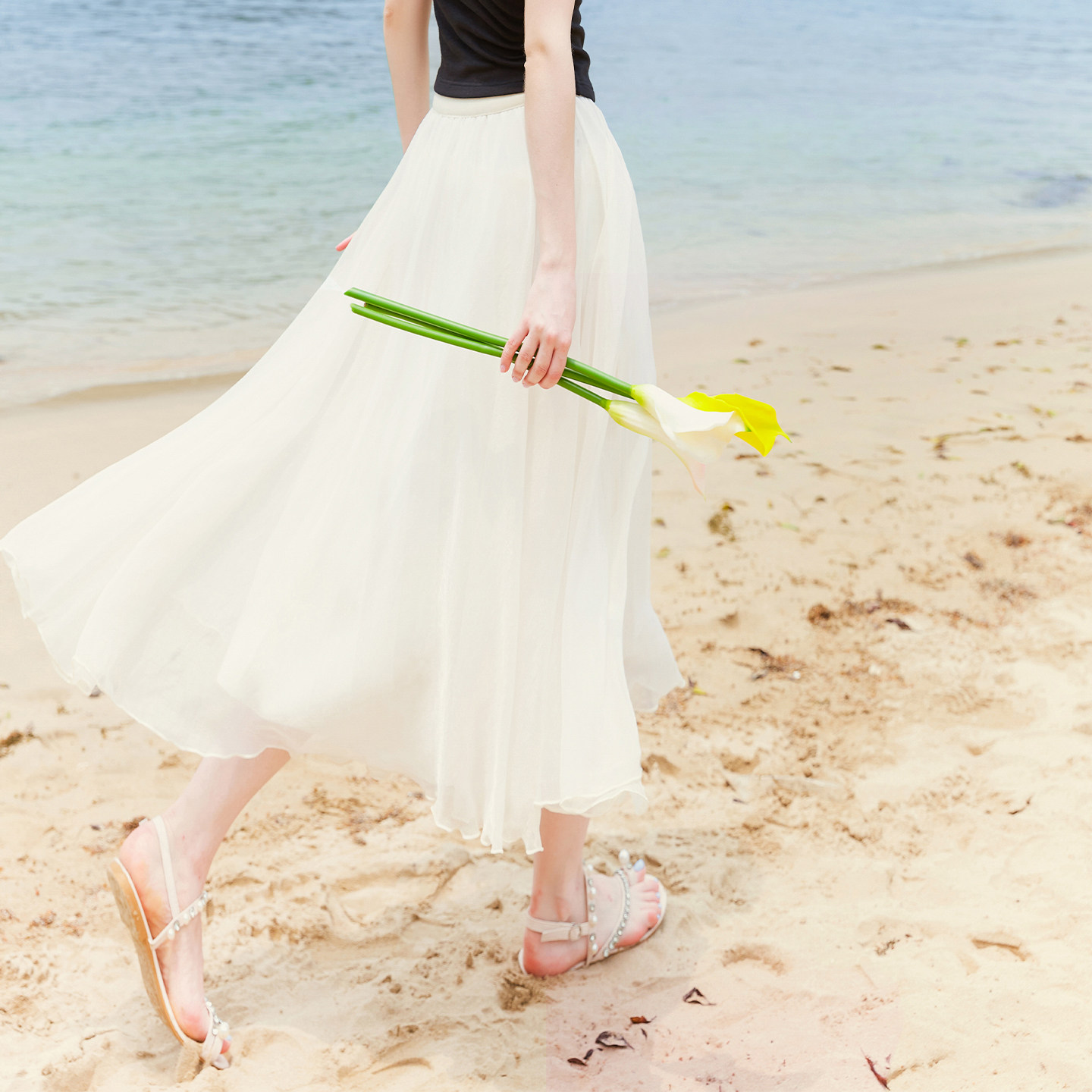 zklin超仙女森系网纱裙遮肚子遮胯显瘦垂感雪纺半身裙子2026春秋