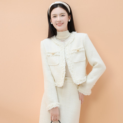 zklin含羊毛加厚小香风套装长裙