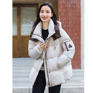 立领连帽中长款2024新款冬季羽绒服超好看的时尚流行风格保暖外套