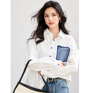 女高级感轻奢绝美漂亮2025新款 设计感小众独特别致白色衬衫 上衣