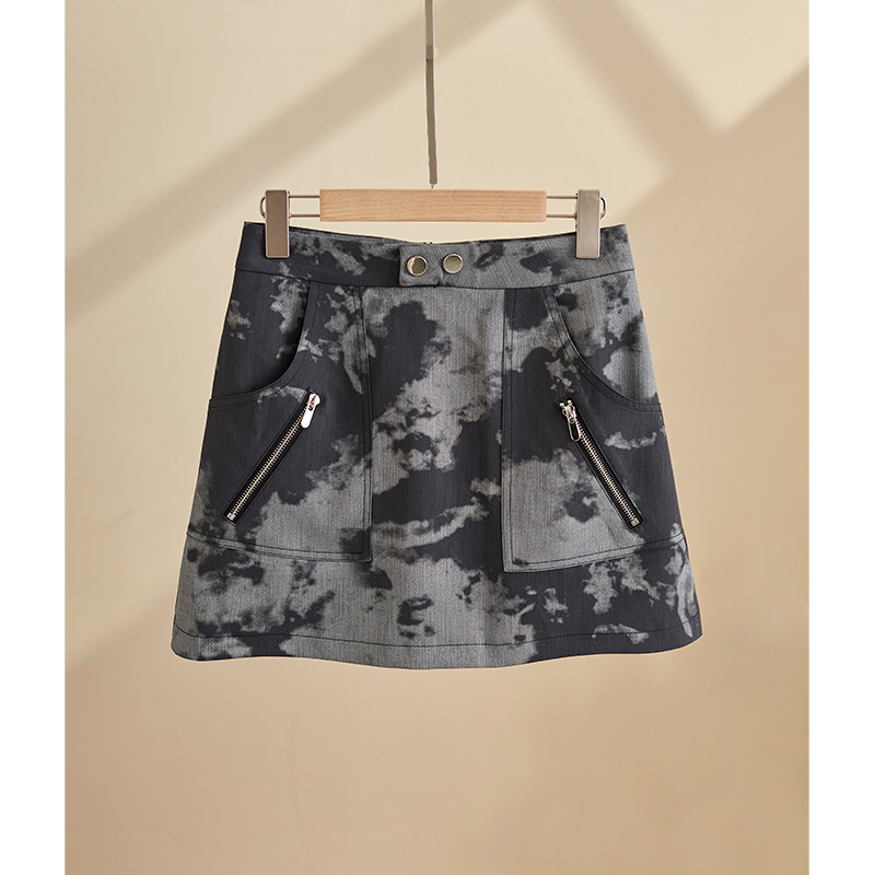 黑色晕染收腰显瘦短裙2026夏季新款时尚洋气今年流行爆款半身裙子