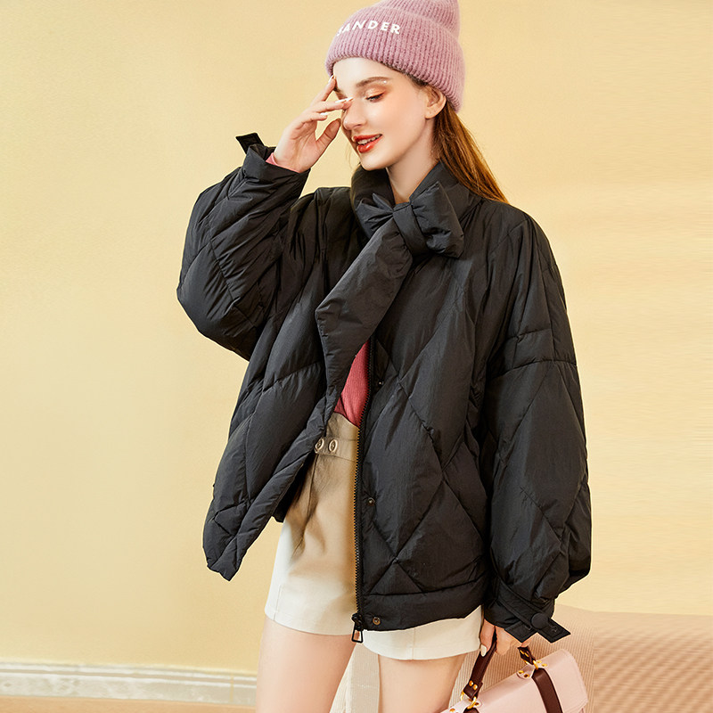 日系羽绒服女设计感小众宽松面包服2023冬季新款90白鸭绒保暖外套