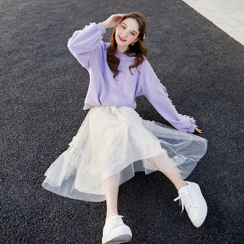 仙女森系网纱半身裙小个子百褶裙高腰a字显瘦遮胯垂感不规则春款