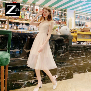 蕾丝网纱连衣裙仙女很仙的桔梗裙法国小众裙子雪纺2025夏季流行