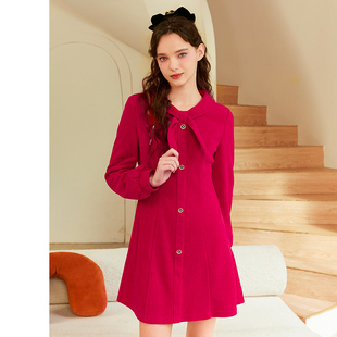 zklin法式复古灯芯绒连衣裙子女加绒加厚小个子赫本风2025冬新款