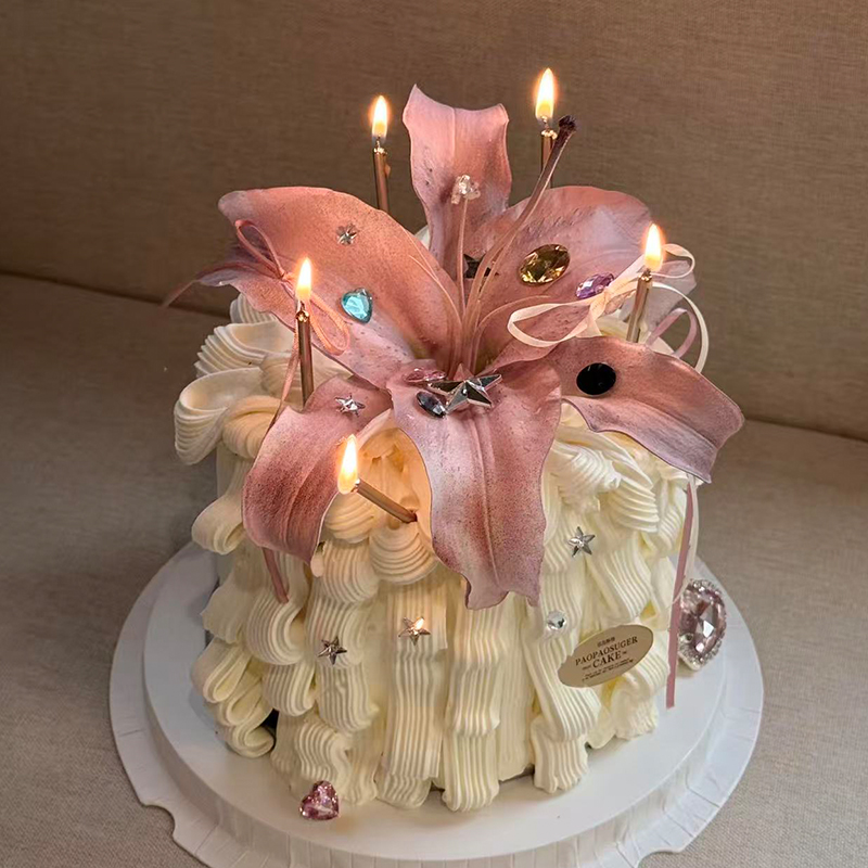 高级网红镶钻石七彩宝石花朵