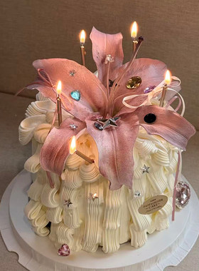 高级网红镶钻石七彩宝石花朵