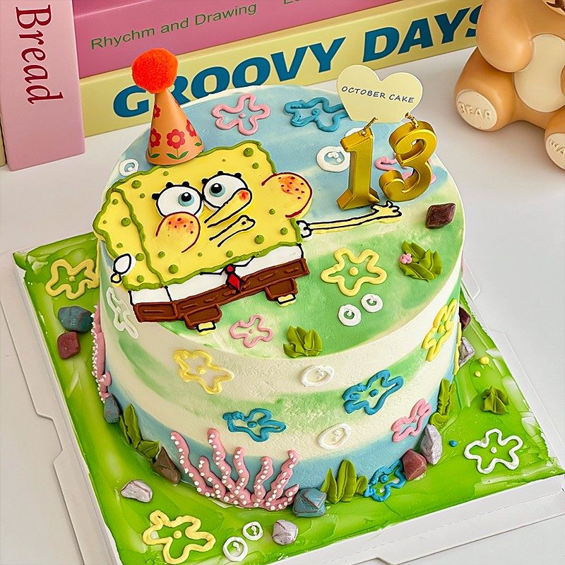 网红可爱卡通人物海绵宝宝派大星生日蛋糕装饰摆件亚克力手绘插牌,节庆用品/礼品,蛋糕/烘焙装饰用品,淘宝优惠券,粉丝福利购,淘宝优惠卷