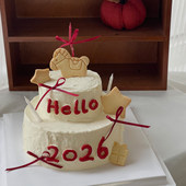 2026新年马年除夕夜蛋糕装 饰可爱小马驹星星压模数字蜡烛DIY丝带