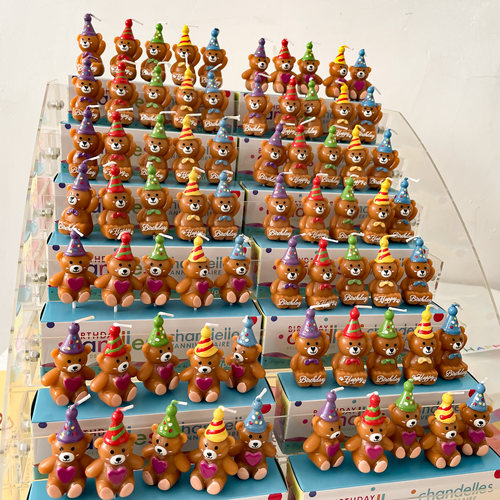 韩国生日帽小熊生日蜡烛蛋糕装饰