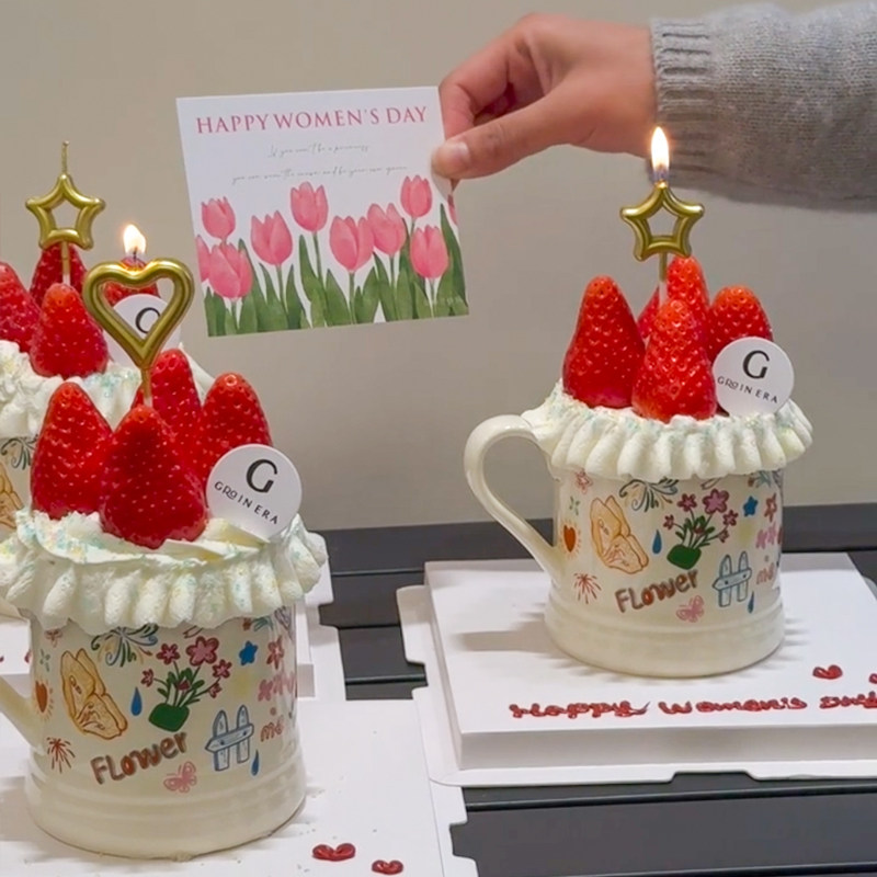 38女神妇女节茶杯陶瓷马克杯爱丽丝花园图案杯子草莓蛋糕装饰,节庆用品/礼品,蛋糕/烘焙装饰用品,淘宝优惠券,粉丝福利购,淘宝优惠卷