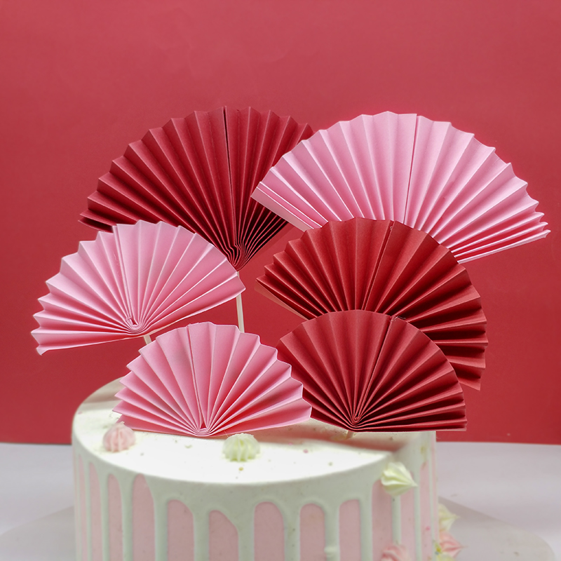 中国风折风扇烘焙寿星蛋糕装饰插件祝老人生日甜品装扮