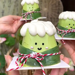 端午节迷你小粽子粽叶甜品抹茶小蛋糕装饰卡通表情粽子造型甜品