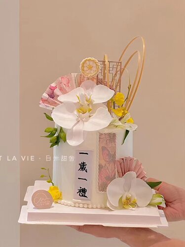 新中式国风儿童周岁礼蛋糕装饰