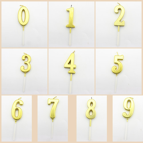金色无烟儿童蛋糕装饰数字蜡烛