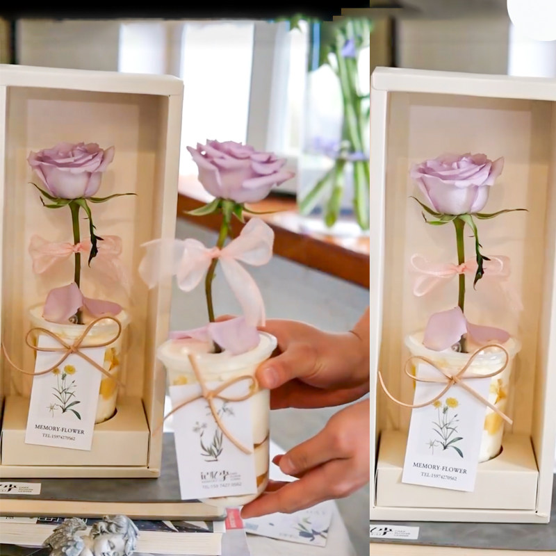 520母亲节情人节礼物手提花束鲜花杯手提袋盒开窗手提袋盒子蛋糕