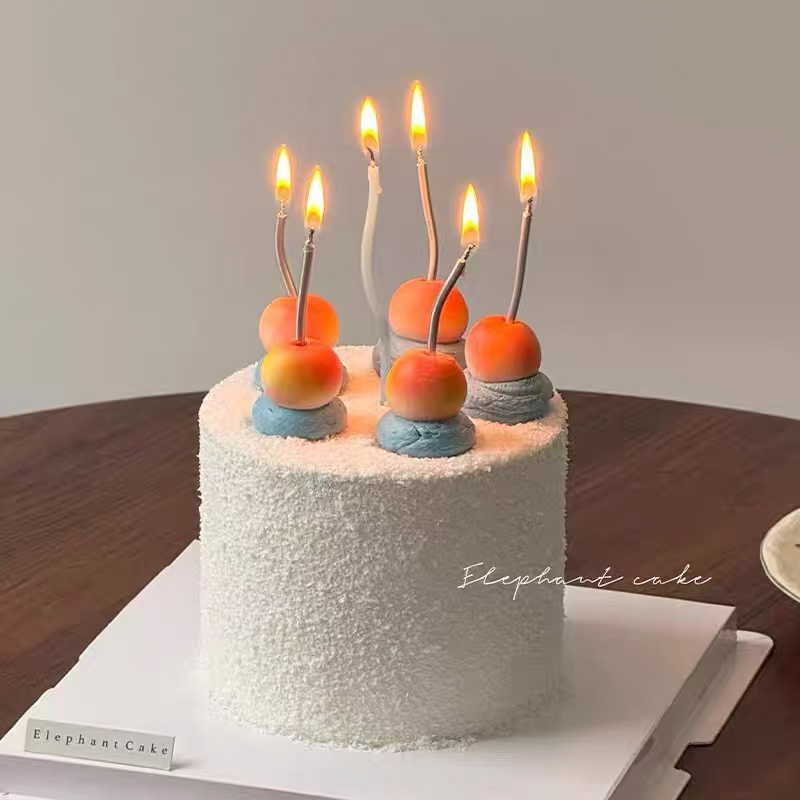 韩系ins简约曲线蜡烛生日蛋糕