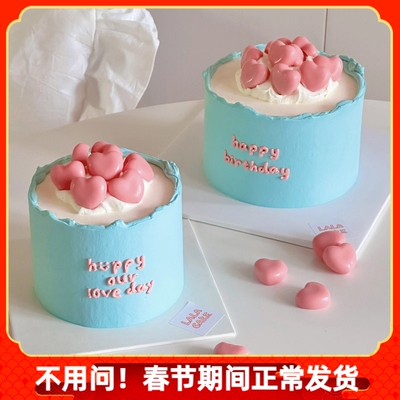 蒂芙尼粉蓝爱心甜品蛋糕装饰