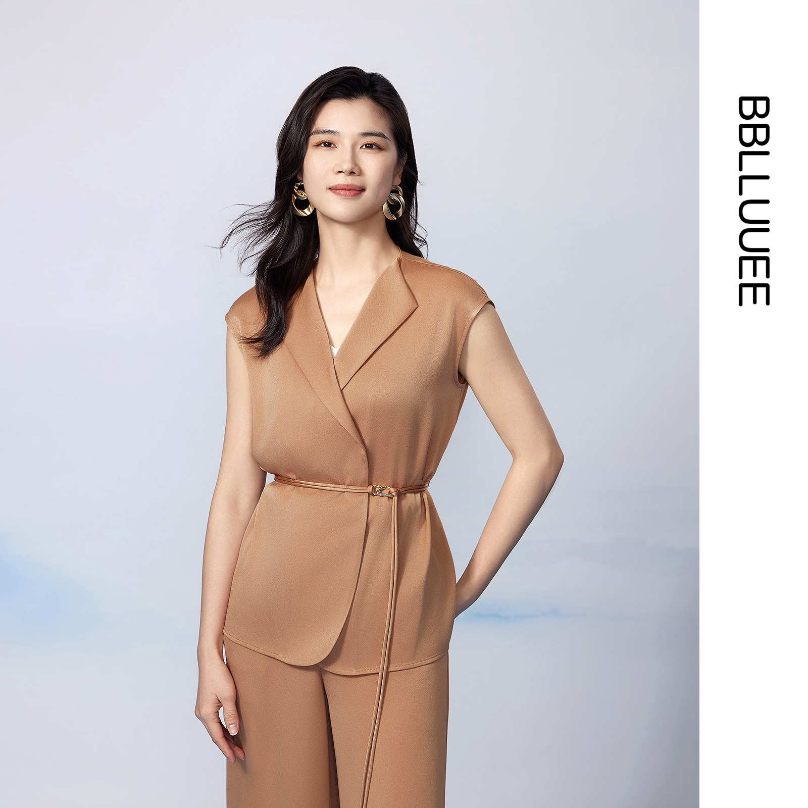 醋酸垂感 通勤盖袖小衫阔腿裤套装