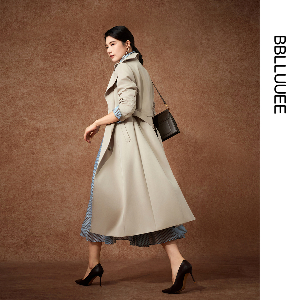 挺括有型 摩登气质翻领外套 双排扣长风衣