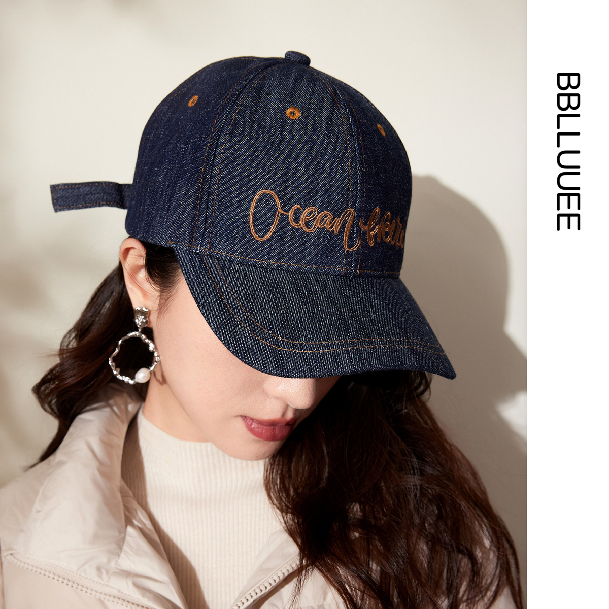 商场同款 复古做旧 牛仔挺括舌帽女休闲帽饰