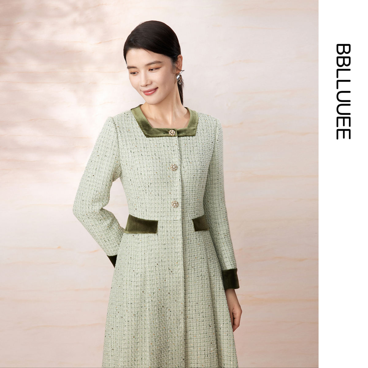 撞色小香风连衣裙 法式优雅裙