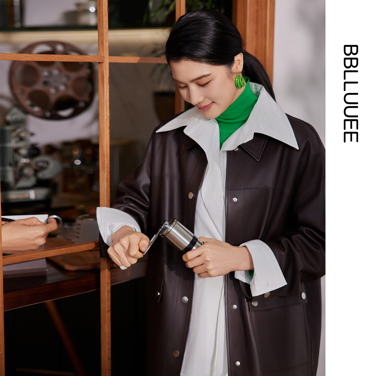 商场同款 简约高气场 羊皮革外套