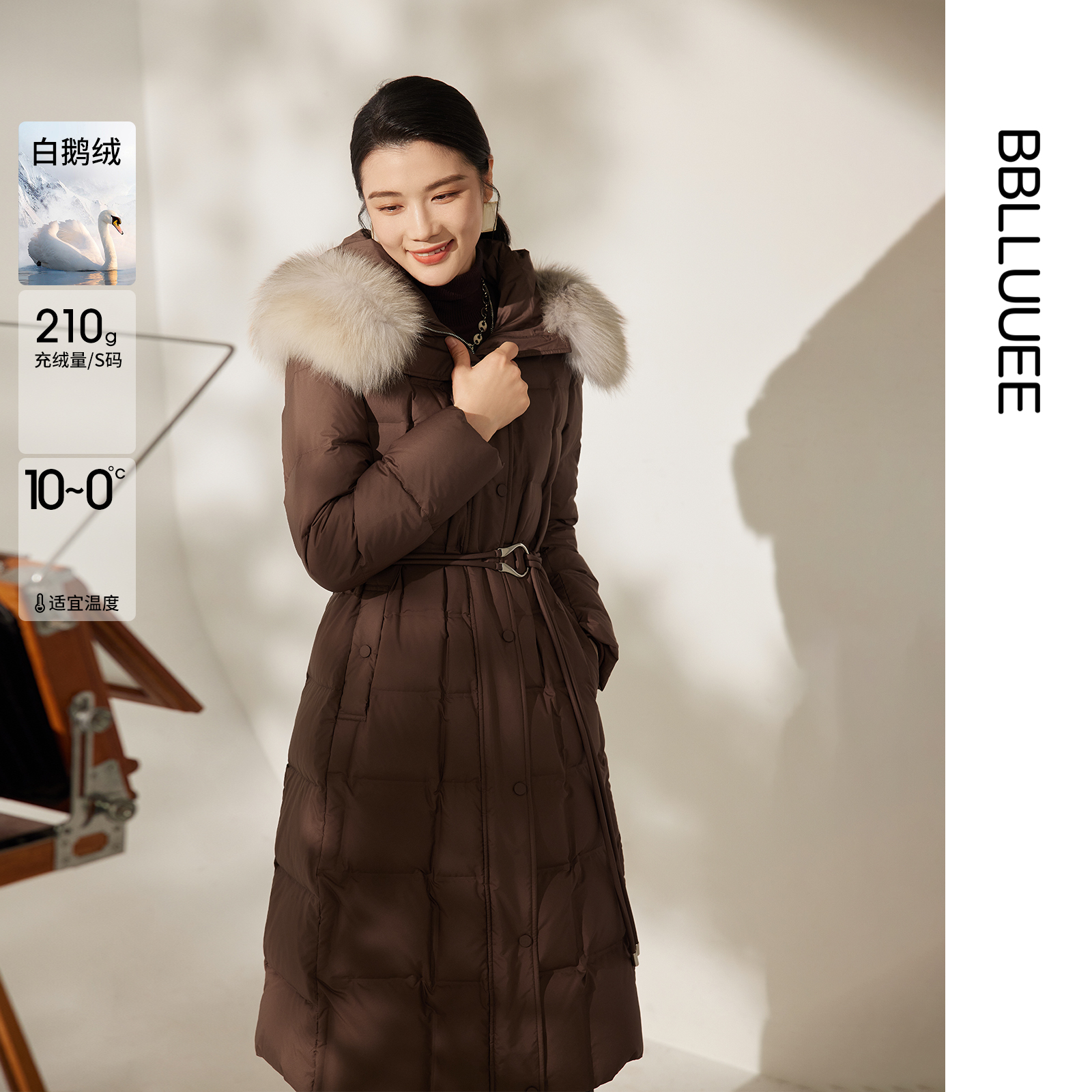 蜀道涵光 商场同款 暖糯狐狸毛直冲式鹅绒服