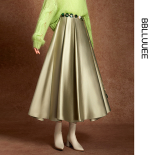 【步履生风】BBLLUUEE/粉蓝衣橱2026春女装新款简约通勤A字半身裙