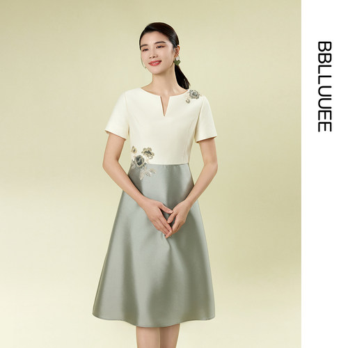 东方美学 立体拼接 绣花礼服连衣裙