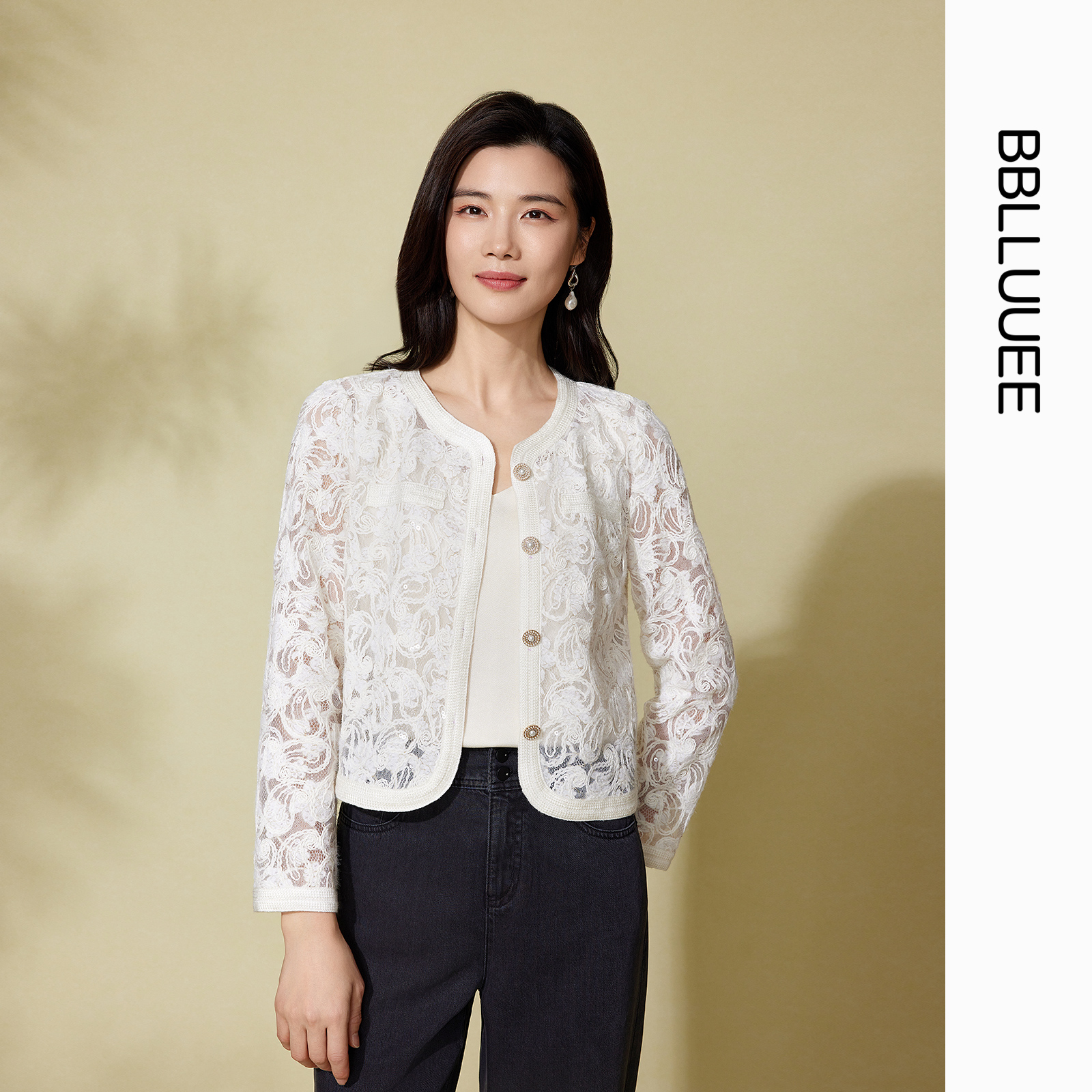 满庭芳腰果花 法式蕾丝 开衫短外套