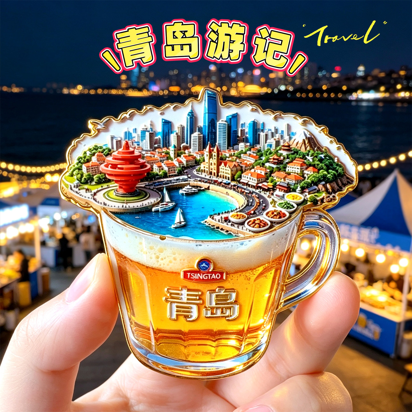 山东青岛旅游啤酒节文创礼品磁性冰箱贴纪念品伴手礼礼物崂山栈桥