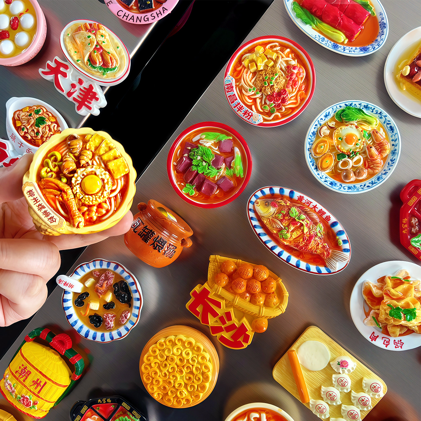 【买五赠1】中国美食仿真立体树脂磁性冰箱贴旅游纪念品文创礼品