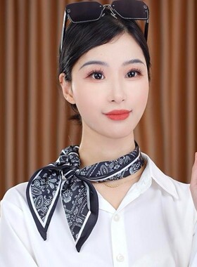 2025夏季长条小丝巾腰带女发带百搭高级感薄款搭配衬衫领巾围巾