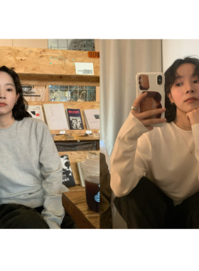 ifbeer软糯舒服绵羊毛卷边半高领纯色宽松针织打底衫长袖秋冬女韩