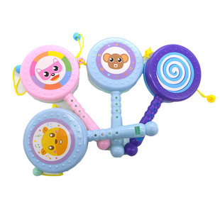 棒棒糖拨浪鼓 儿童小孩塑料手摇鼓 宝宝摇铃 传统玩具