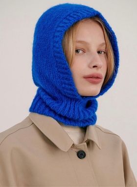 21秋冬百搭韩国可爱护耳护脖连脖帽彩色保暖羊毛针织帽包头套头帽