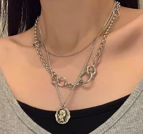 blackup3条三合一锁骨链圆环