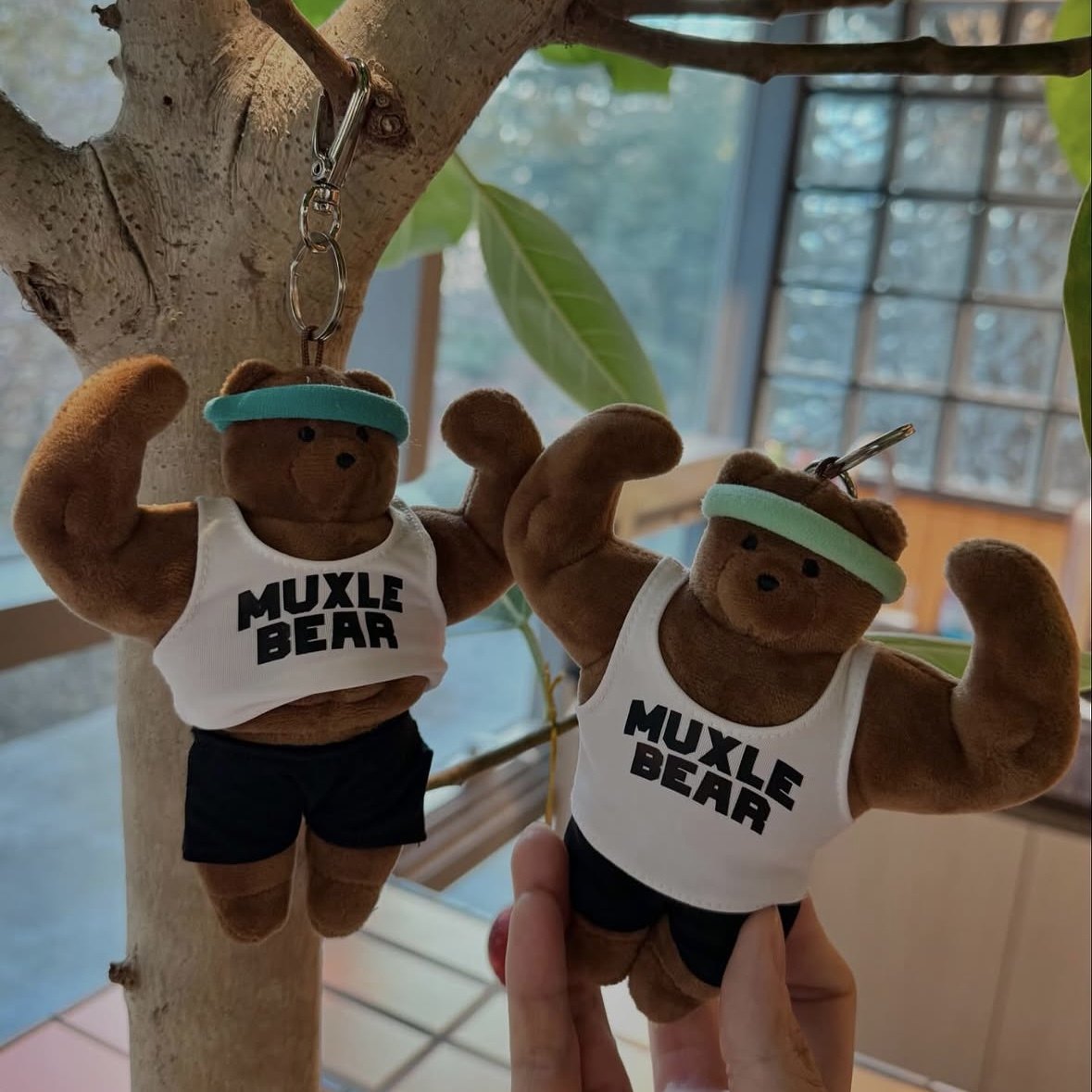 CUTE PERSONALITY NICHE SPOOF STRENGTH FITNESS ABDOMINAL MUSCLES PLUSH BEAR DOLL PENDANT KEYCHAIN BAG BAG HANGING