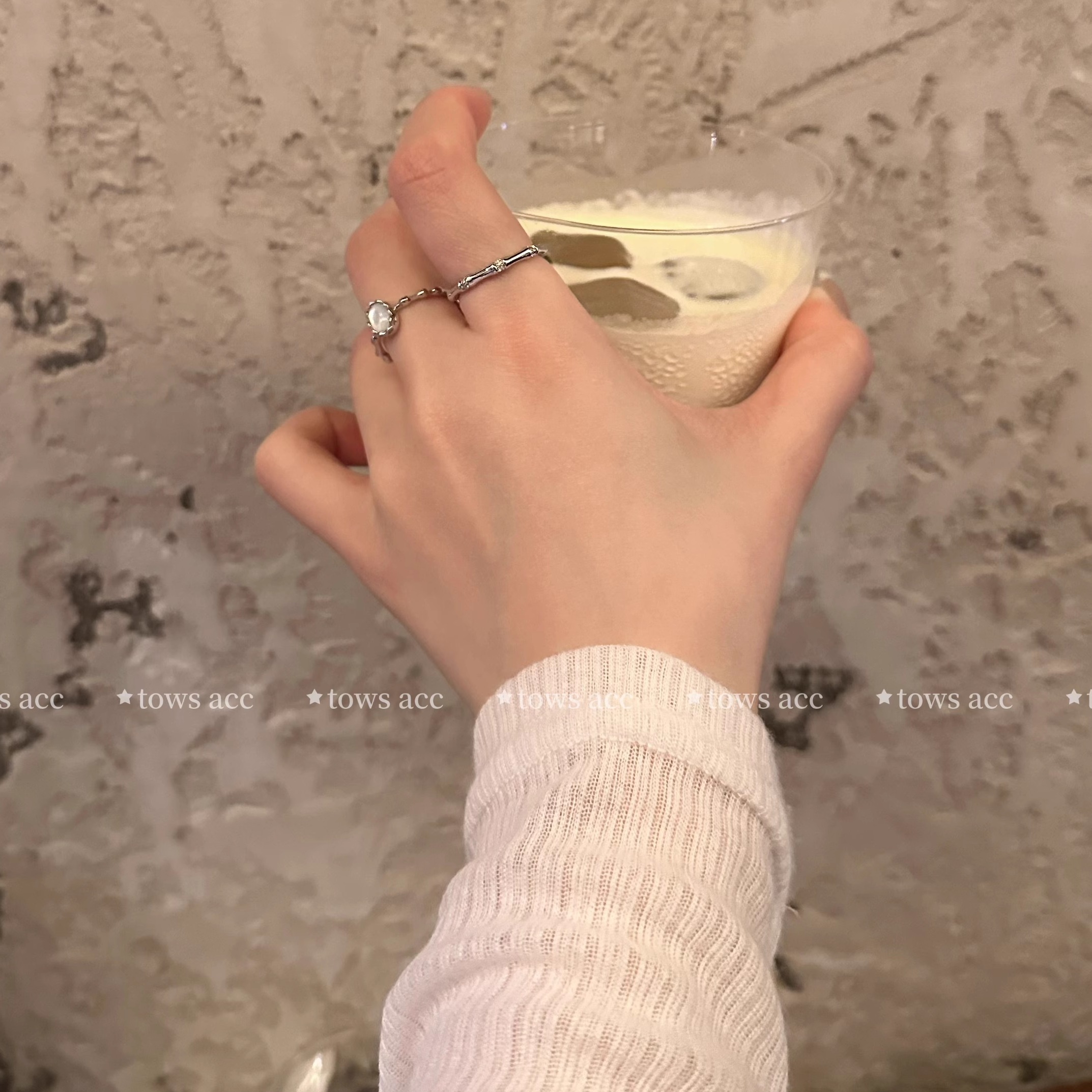 tows韩国ins小众设计感戒指竹节