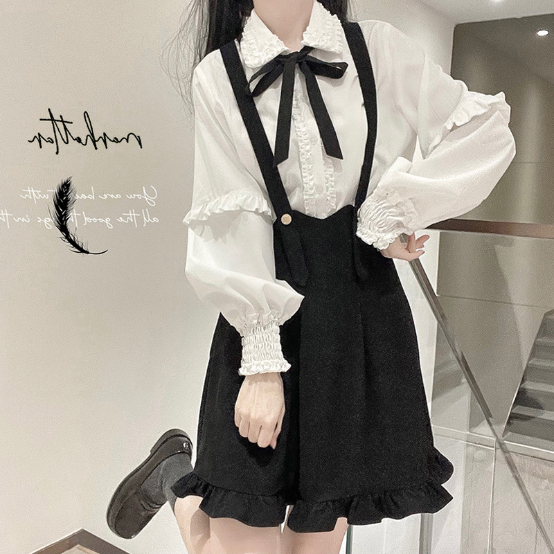 2023春夏季新款JK制服背带裙套装学院风水手服衬衫两件套连衣裙女