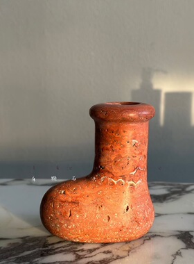 有颗石头UKHOME天然大理石粉红洞石烛台花瓶摆件侘寂风