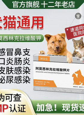 阿莫西林克拉维酸钾片宠物猫咪狗狗打喷嚏感冒咳嗽猫鼻支速消炎诺