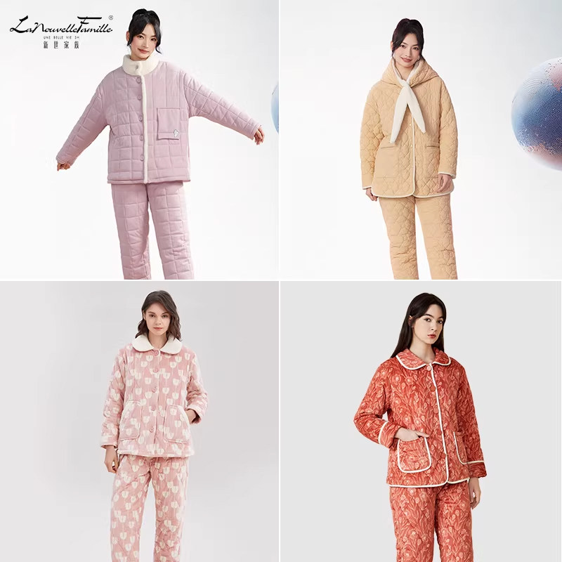 新世家族专柜同款秋冬季夹棉睡衣女士大码加绒厚针织家居服套装,女士内衣/男士内衣/家居服,睡衣/家居服套装,淘宝优惠券,粉丝福利购,淘宝优惠卷