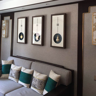 铜实物高级新中式装饰画客厅沙发背景墙挂画书房茶室竖版餐厅立体