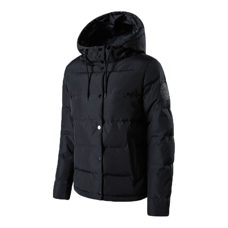 安踏羽绒服女短款2018冬款防风保暖修身连帽棉服夹克外套16748945