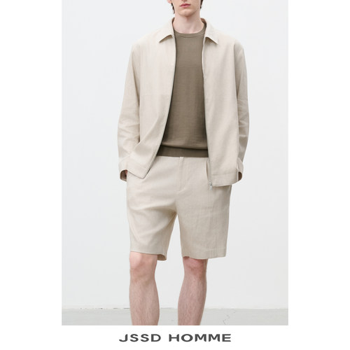 JSSDHOMME亚麻单褶休闲短裤男